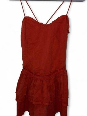 Kimchi Blue — Orange drop waist dress with corset back size large
